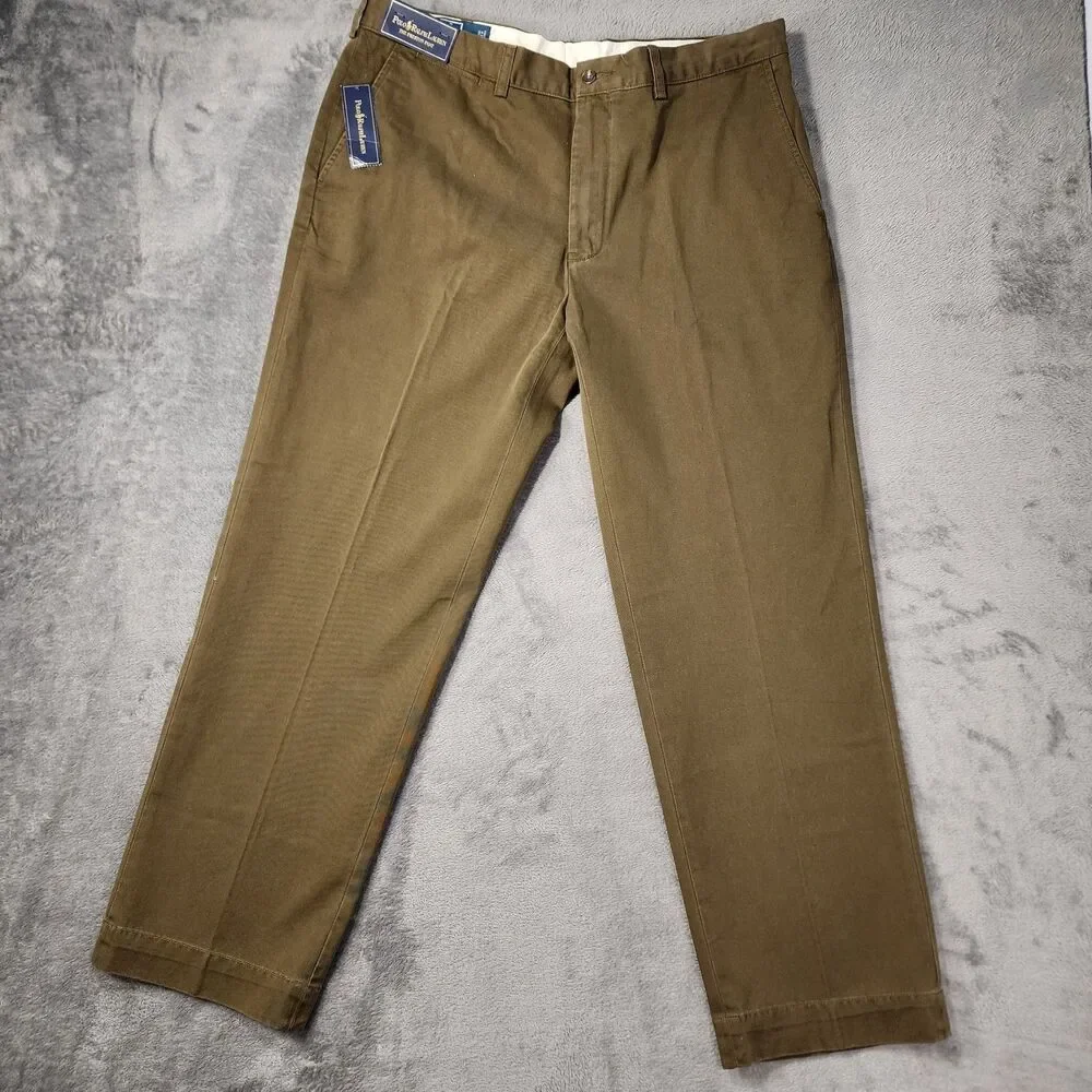 Polo Ralph Lauren Preston Pant Brown Khaki 36x30 Straight Leg Chino Cotton NEW - Picture 2 of 12